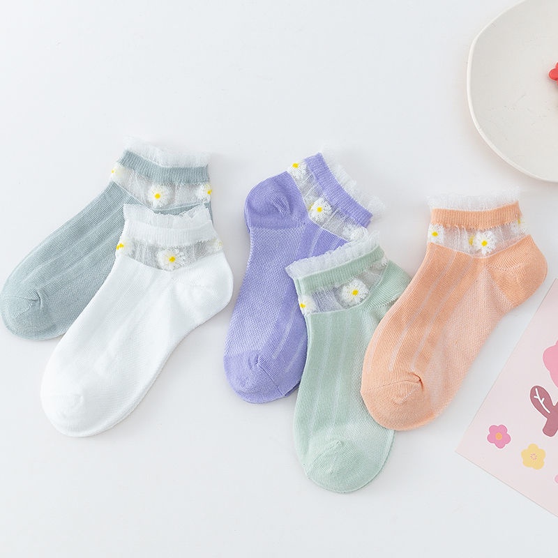 Set 5 Đôi Vớ Cotton Mỏng Thoáng Khí Thấm Hút Mồ Hôi Thời Trang Mùa Hè Dành Cho Trẻ 2022