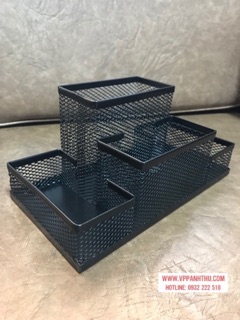 🎀 KHAY CẮM BÚT 4 NGĂN LƯỚI SẮT ĐEN