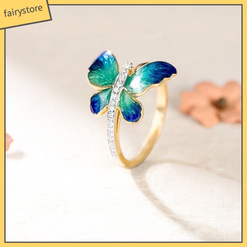 Nhẫn Hợp Kim Đính Đá Hình Bướm Xinh Xắn