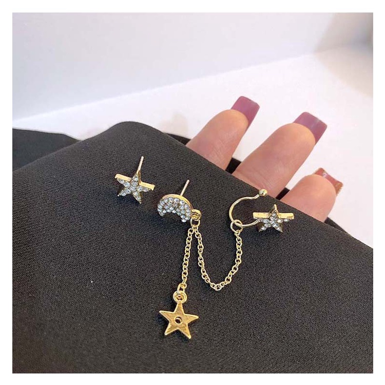 Bông Tai Mạ Bạc 925 Hình Ngôi Sao Mặt Trăng Xinh Xắn Thời Trang Cho Nữ