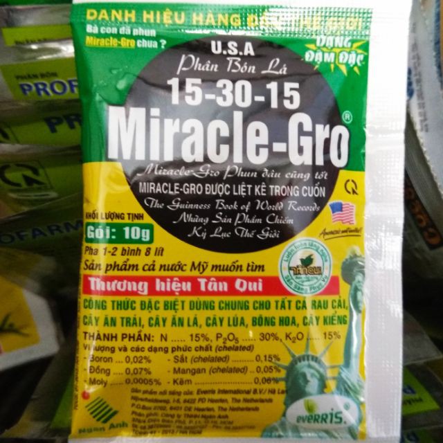 MIRACLE-GRO 15-30-15 Gói 10gr - Phân bón lá từ Hà Lan