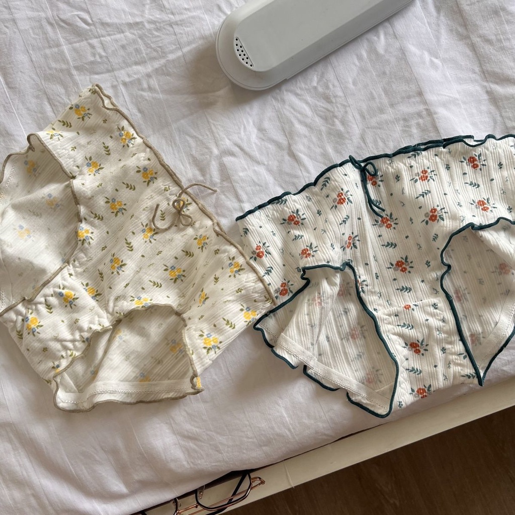 Quần Lót Cotton Họa Tiết Hoa Nhí Ngọt Ngào Kháng Khuẩn Cho Nữ