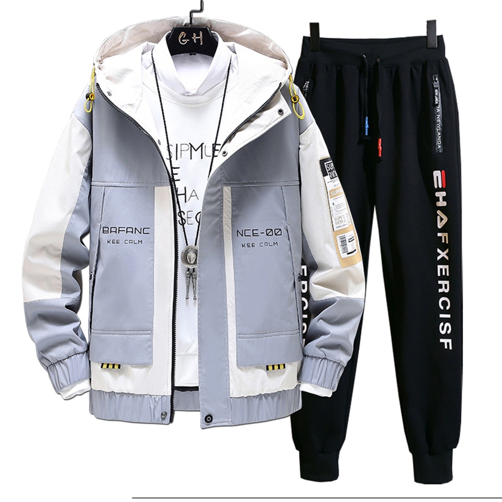 Bộ Quần Áo Thu Đông Nam Áo Khoác Khoá Kéo Phối 2 Màu Kết Hợp Quần Jogger Bo Gấu ZENKODLMEN SET NAM 90000137