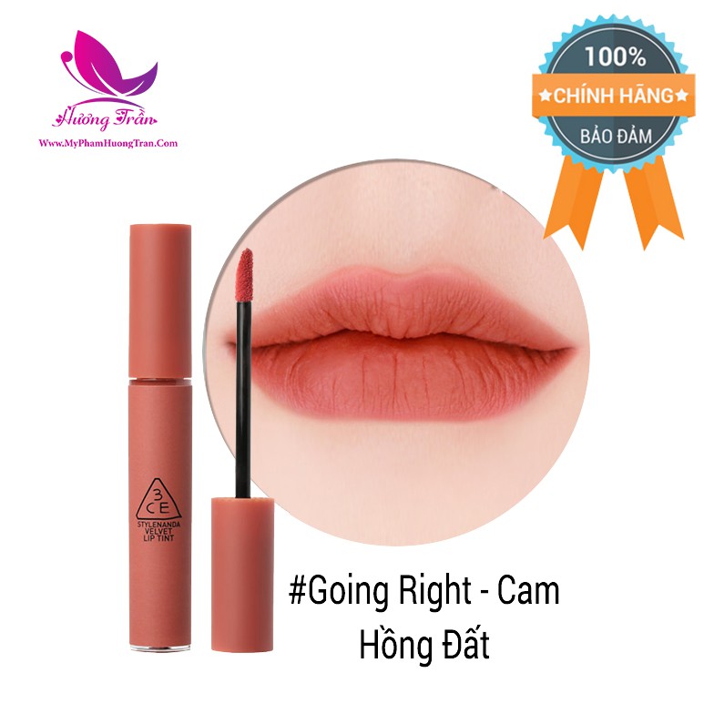 Son Kem Lì 3CE Velvet Lip Tint #GOING RIGHT - Cam Hồng Đất Số 4 - 100% Chính Hãng