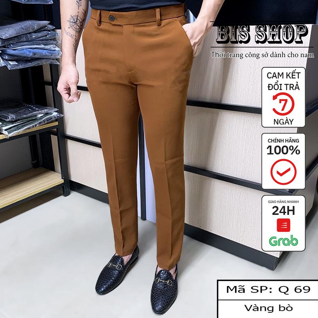 Quần âu nam vải Tuyết Mưa dày dặn , ống côn co giãn