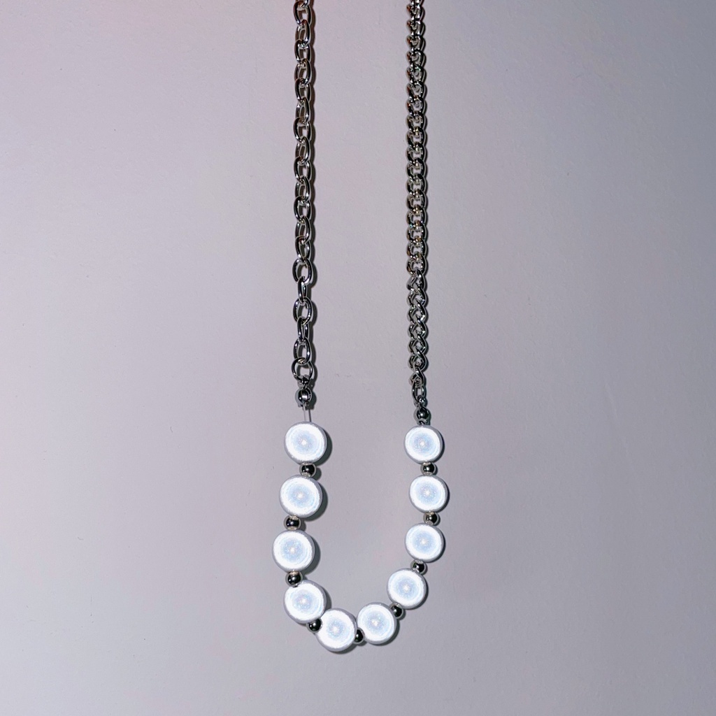 Dây chuyền ngọc trai phản quang đơn giản sang trọng phong cách hip hop đường phố dễ phối đồ