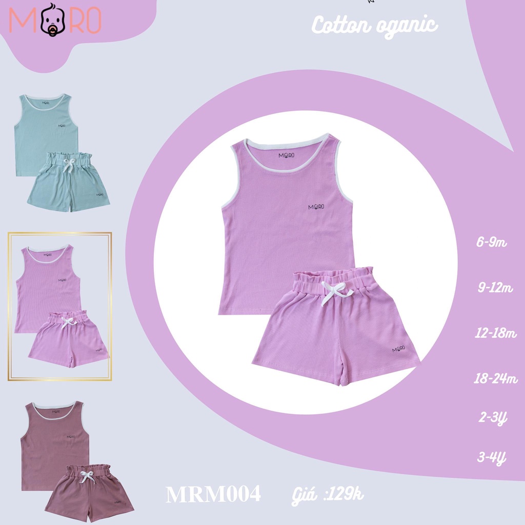Moro-Bộ quần áo cộc tay cho bé hiệu moro với chất vải cotton tăm size 6M-4Y