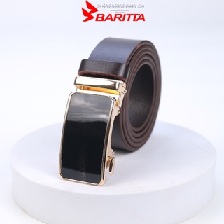 Thắt lưng nam baritta da bò nguyên tấm khoá tự động mặt tráng gương bh 12 tháng - tl004