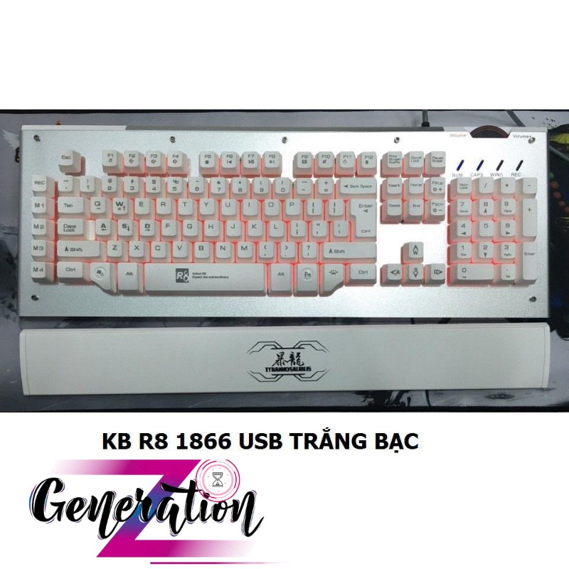 [Mã ELMS05 giảm 5% đơn 300k]Bàn phím giả cơ KB R8 1866 Trắng Bạc