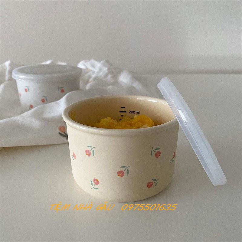 Bát ăn dặm GỐM SỨ CAO CẤP CERAMIC BOWL dotodot cho bé có nắp Silicon Hình Gấu Đáng Yêu Cho Bé