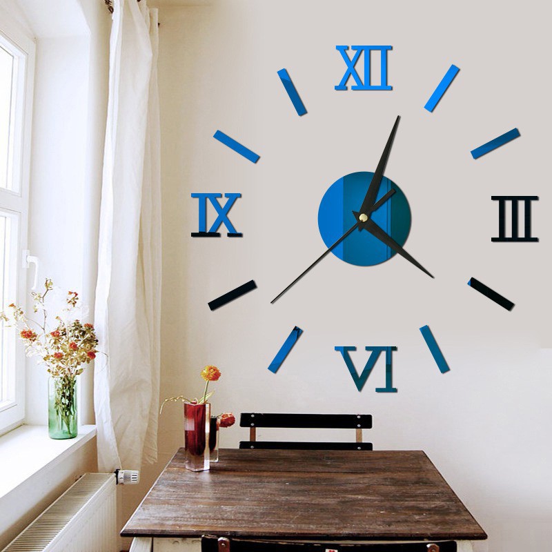 Fashion Elegant Roman Numbers Mirror DIY Home Frameless Wall Clock Acrylic Mirror Wall Clock  Mirror Wall Stickers