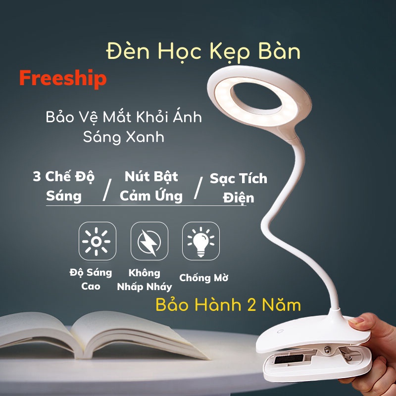 Đèn Học Để Bàn, Đèn Kẹp Bàn Học Chống Cận Sạc Tích Điện Sun.z