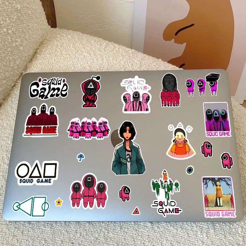 Sticker chủ đề phim Squid Game trang trí sổ tay/xe máy/ván trượt/máy tính/điện thoại/xe hơi làm quà tặng Halloween