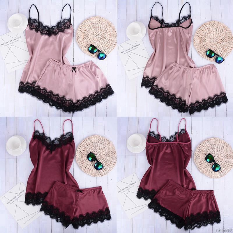 Set Đồ Ngủ Hai Dây Phối Ren Gợi Cảm Cho Nữ