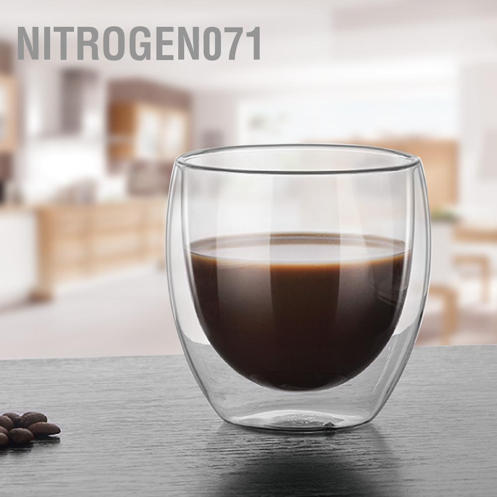 Nitrogen071  Cốc sinh tố 2 lớp thủy tinh chịu nhiệt cao cấp dáng bầu - Ly thủy tinh chịu nhiệt không chì phong cách Bắc Âu 80ML