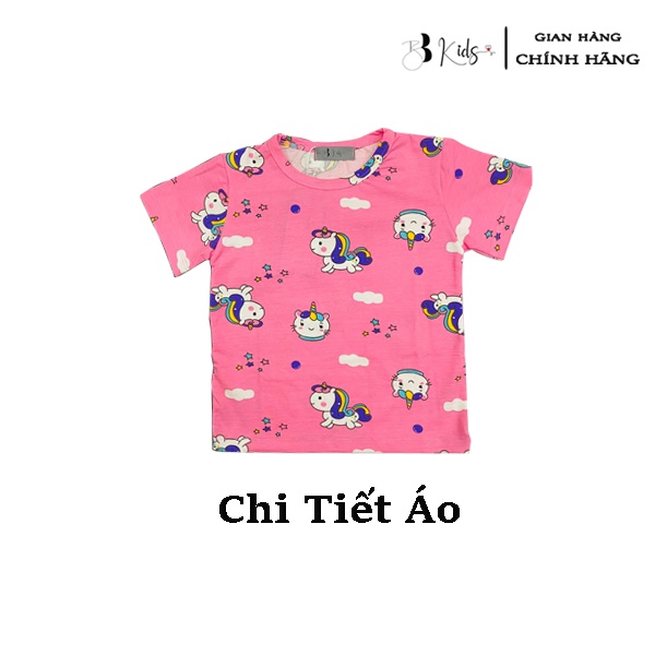 Bộ Cotton Ngắn Tay BB Kids Họa Tiết Ngựa Poly Màu Hồng Cho Bé Gái