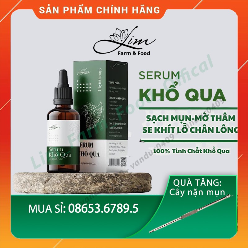 Serum khổ qua, mướp đắng handmade Lim farm - 100% nguyên chất - giảm mụn, sáng da, chăm sóc da mặt hiệu quả cho chị em