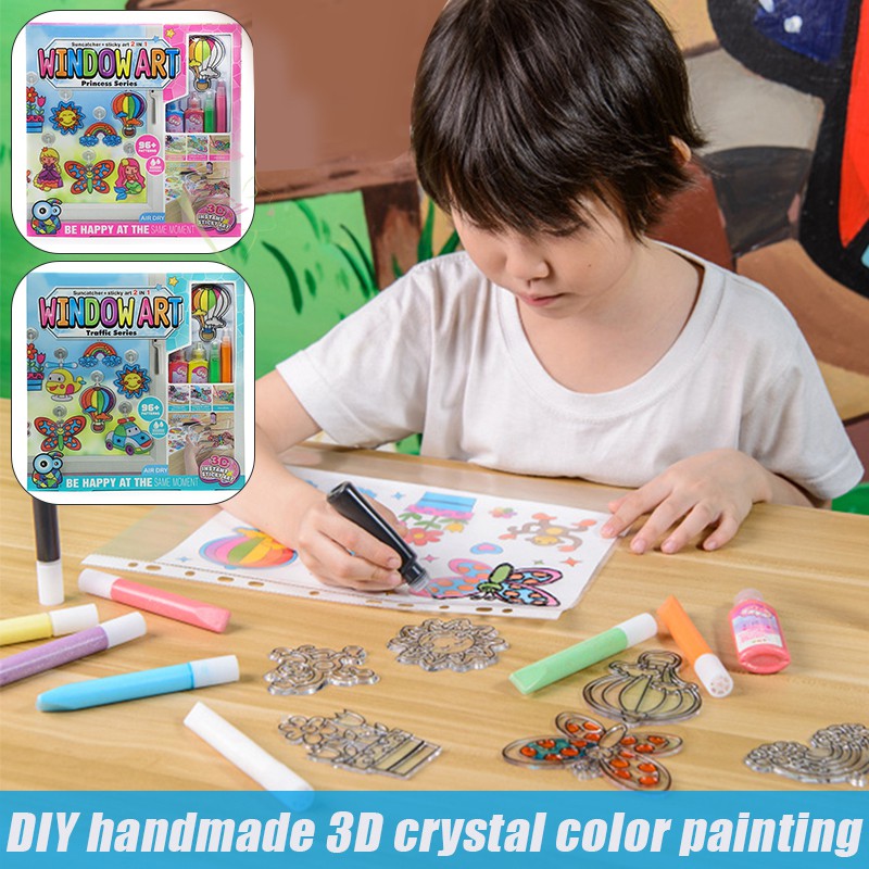 LE Children 3D Stereo Glue Painting Washable Crystal Color Glue Painting For DIY Handmade Window Stickers @VN