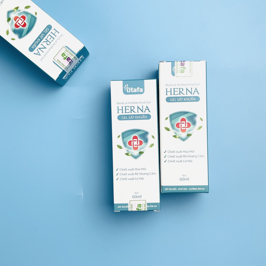 [THƠM - SẠCH -MỊN] Gel Sát Khuẩn Dưỡng Da Tay thảo dược Herna 60ml (Thơm, Không rít, Nhỏ gọn, tiện lợi) | BigBuy360 - bigbuy360.vn