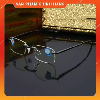 Kính lão thị viễn thị gọng khoan titanium siêu nhẹ sẵn độ cực sang và sáng kiểu dáng doanh nhân nam nữ KMTNKVN991