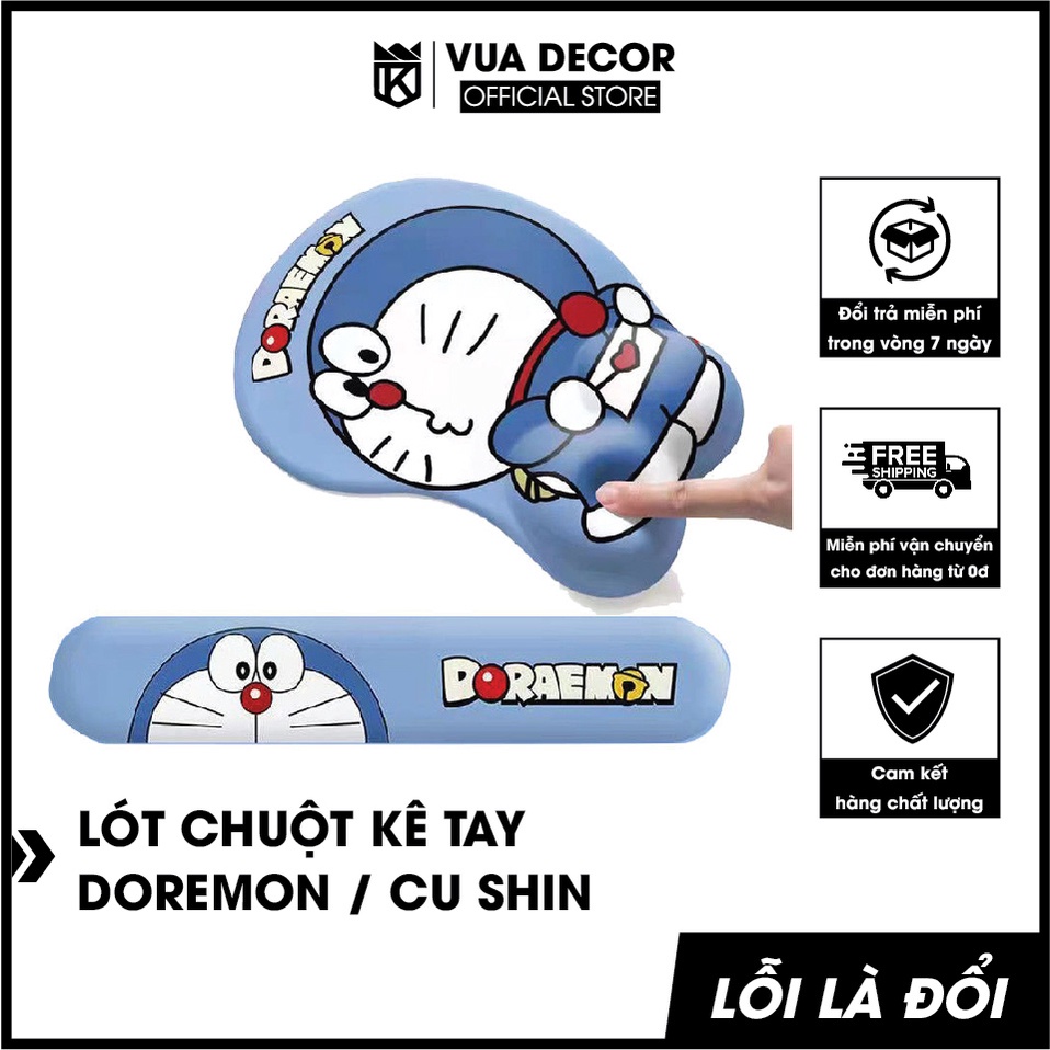 Miếng Lót Chuột Có Đệm Kê Tay Bàn Phím Silicone Cỡ Lớn Hoạt Hình 3D Êm Ái Chống Mỏi Cổ Tay, Trơn Trượt