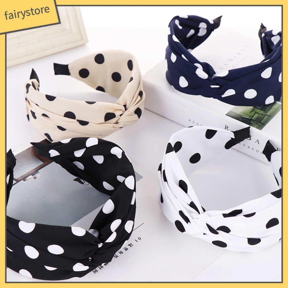 Băng Đô Cài Tóc Hoạ Tiết Chấm Bi Thiết Kế Hợp Thời Trang Cho Nữ