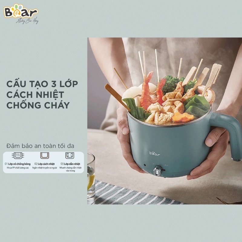 [Mã ELHADEV giảm 4% đơn 300K] Nồi lẩu hấp đa năng Bear DRG-D12M5