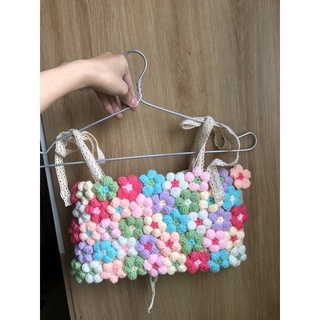 Áo croptop hoa móc len 5 hàng