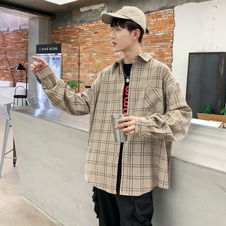 Áo sơ mi tay dài sọc ca rô phong cách hàn quốc trẻ trung cho nam