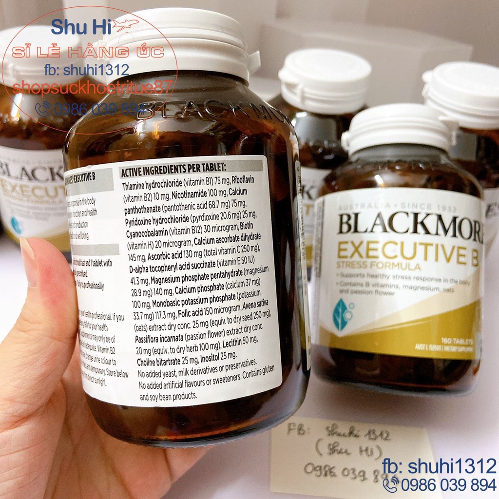 Viên uống giảm căng thẳng stress executive b blackmores, tăng năng lượng úc, blackmores executive b stress 62v, 125 viên