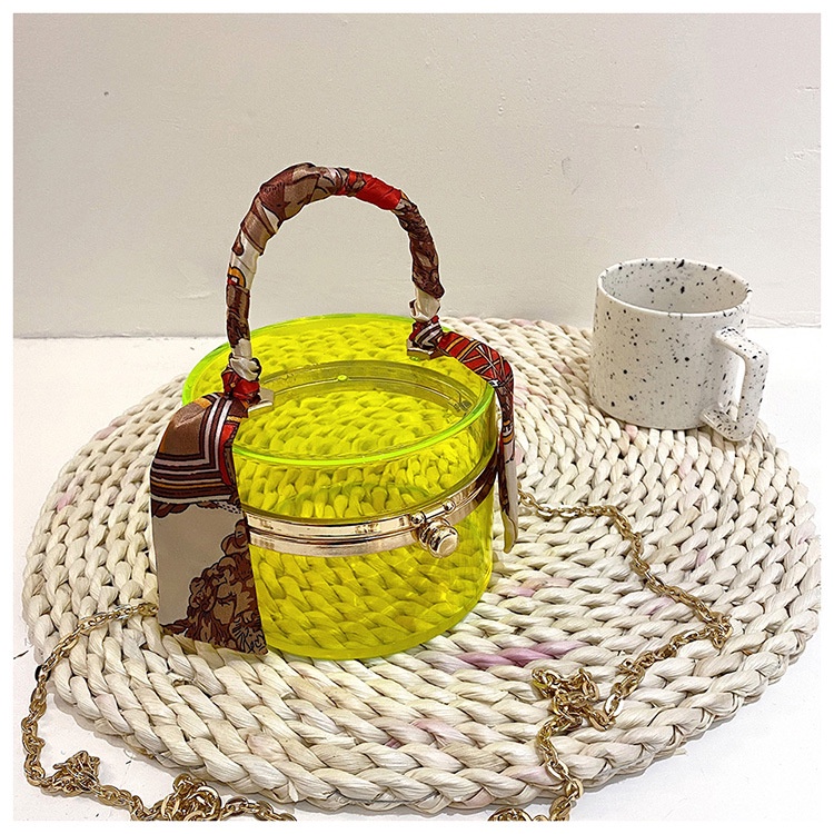 Túi đeo chéo IELGY bằng acrylic trong suốt phối khăn lụa thời trang cho nữ