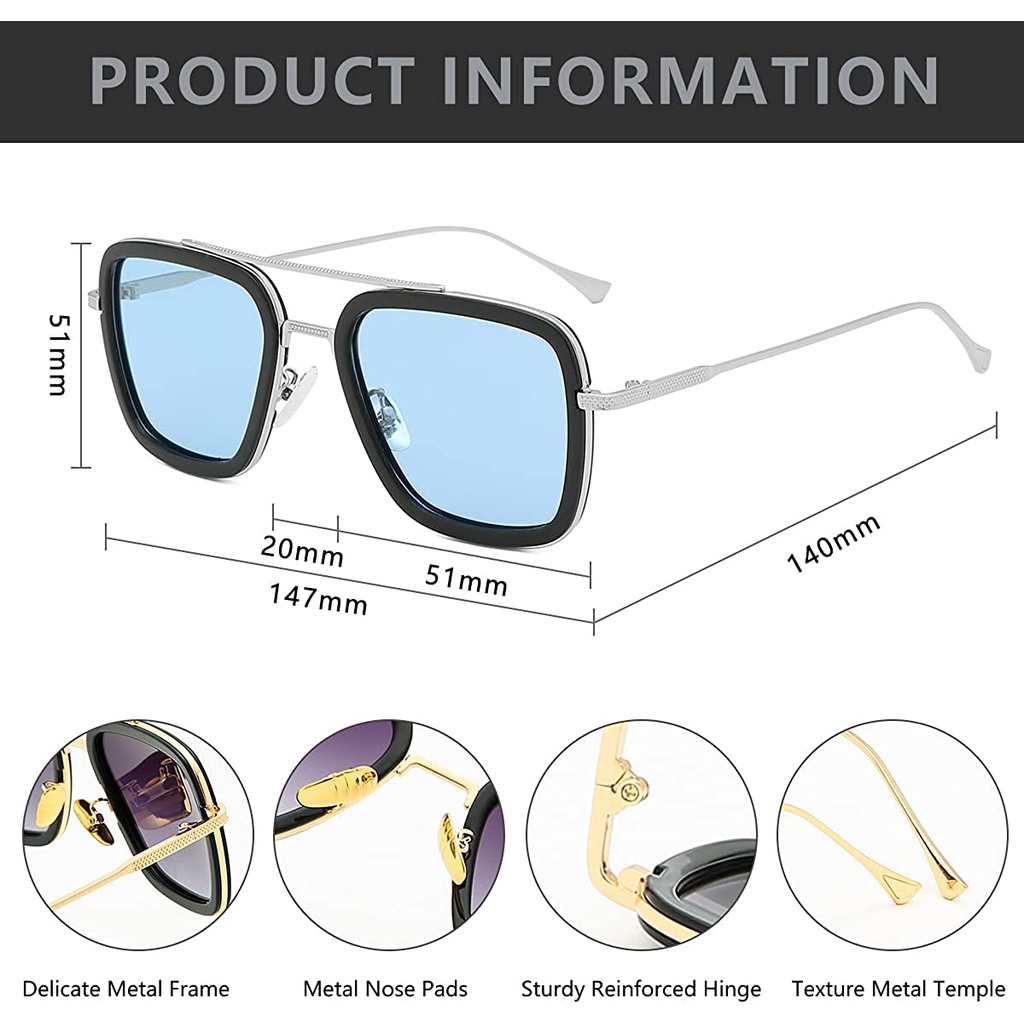 Kính mát Marvel tony stark 006 phong cách avengers iron man thời trang cho nam