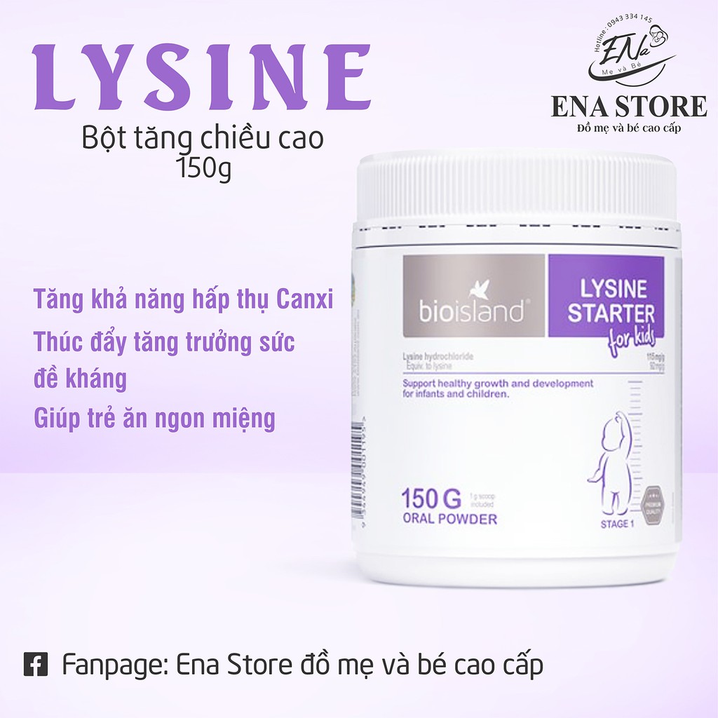 Bột Lysin Tăng Chiều Cao Bioisland Úc 150gr