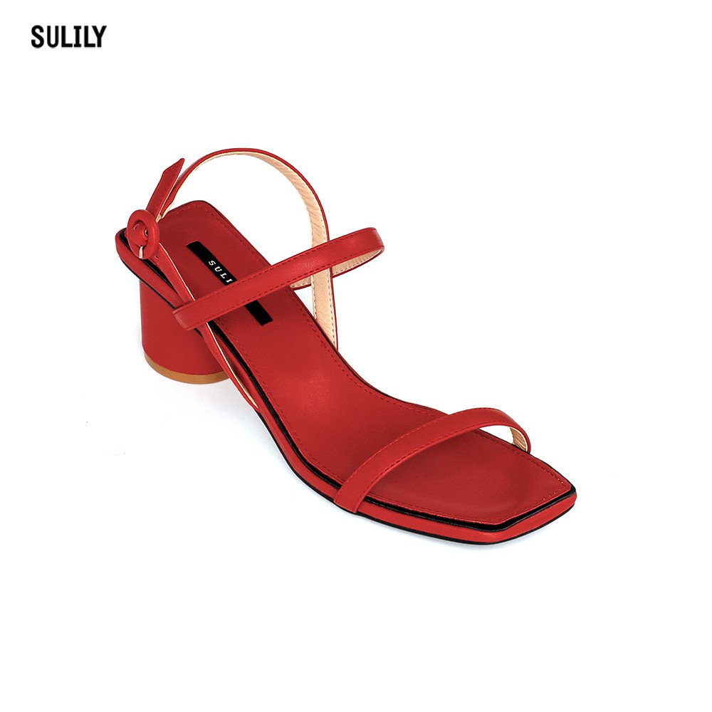 Giày Sandal Gót Trụ 5 phân Sulily SGT1-II20 màu đỏ