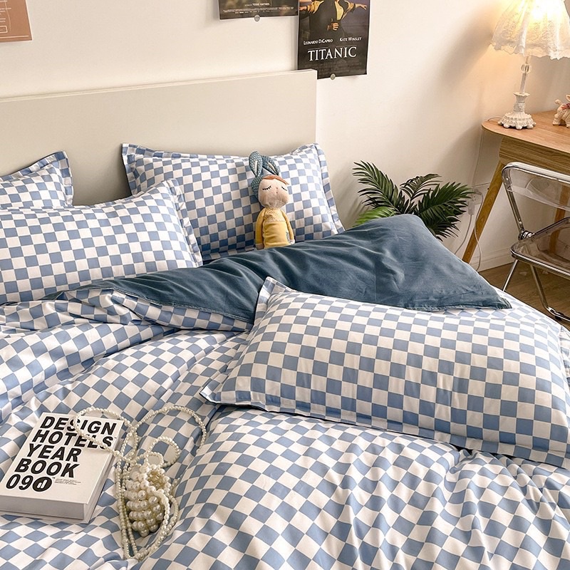 Chăn Ga Gối Đệm ❤️ cotton poly đủ size đệm họa tiết kẻ nhập khẩu phong cách Hàn Quốc Mượt Decor