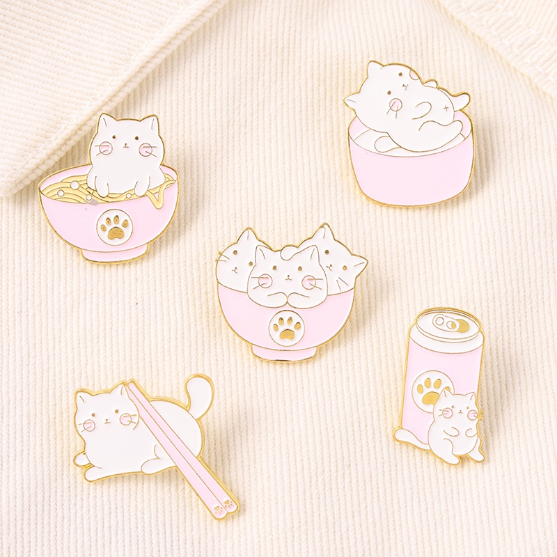 Ghim cài áo hình chú mèo 5 thiết kế tùy chọn xinh xắn