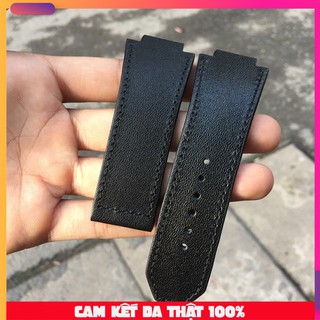 Dây đồng hồ Hublot màu đen da bò cao cấp
