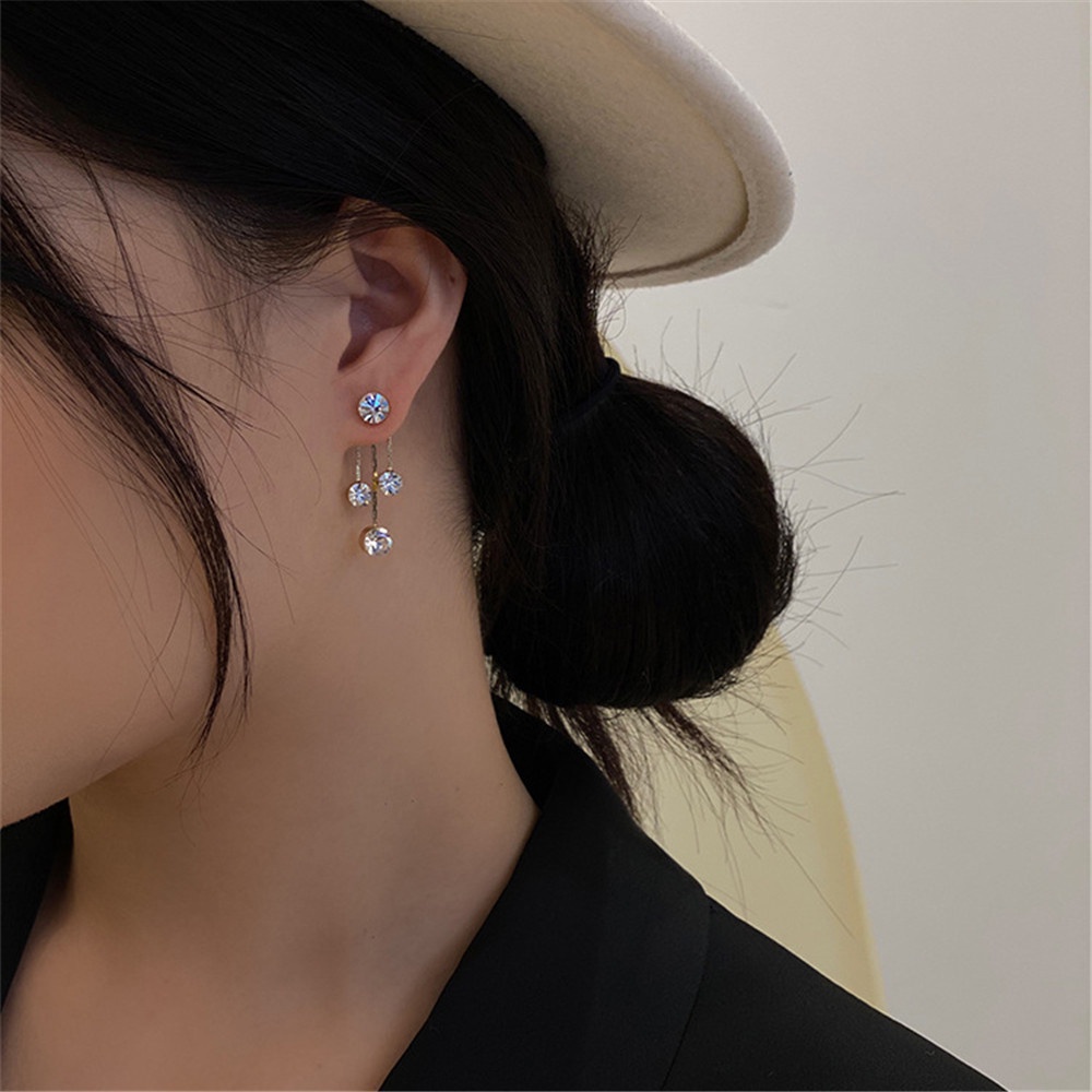 ★★★ 1 Đôi Bông Tai Đính Đá Zircon Tròn Phối Tua Rua Thời Trang Mùa Hè Phong Cách Hàn Quốc Cho Nữ