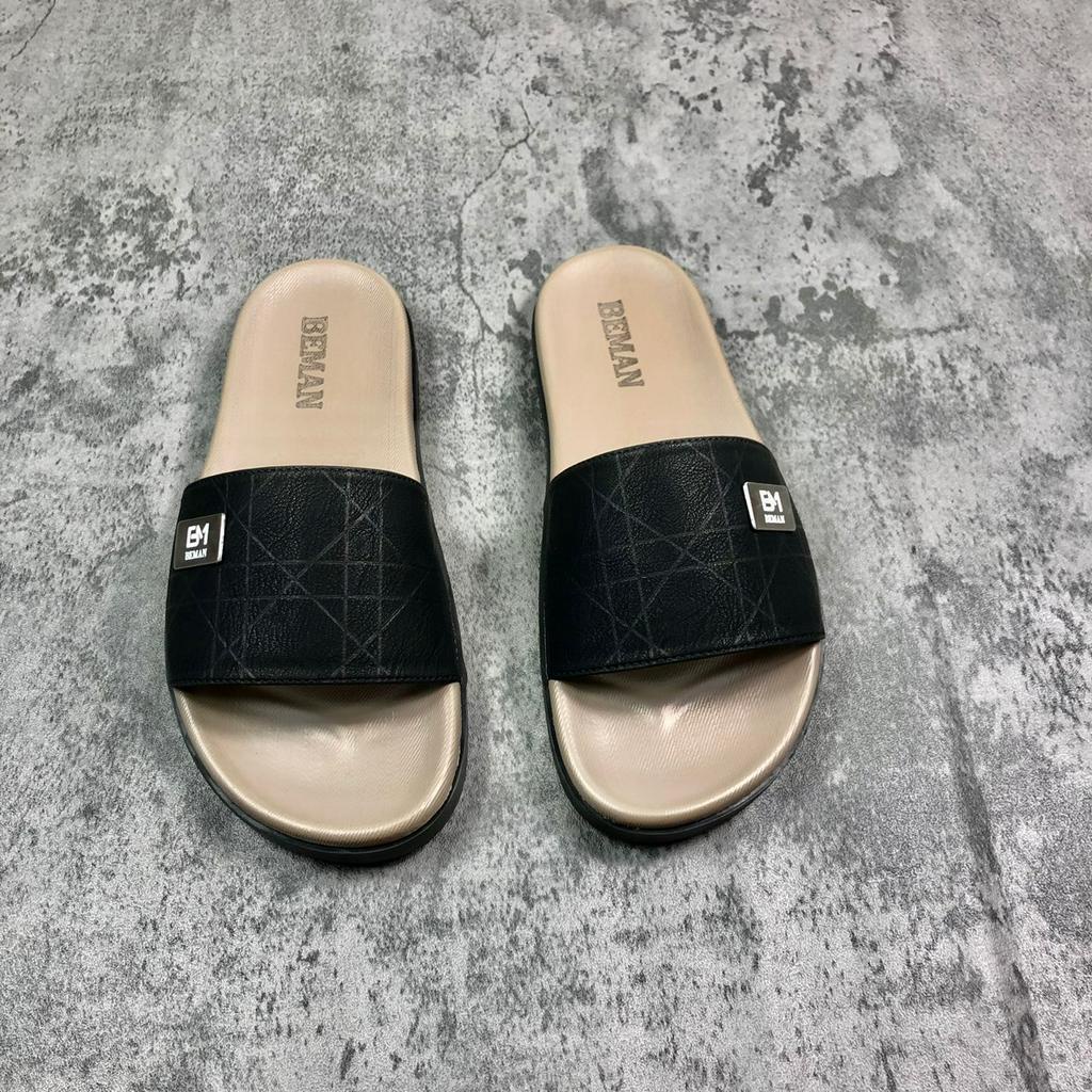 Dép nam quai ngang Beman B2, quai dép da sít nguyên tấm hai lớp cao cấp, đế cao su non nguyên khối 2 lớp