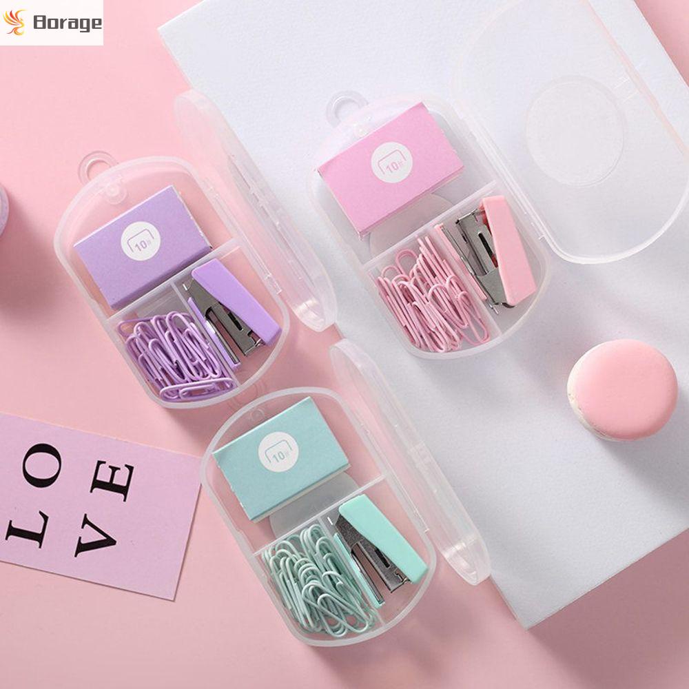 Bộ Dụng Cụ Dập Ghim Mini Bằng Kim Loại Nhiều Màu Dễ Thương Tiện Dụng Cho Học Sinh / Văn Phòng