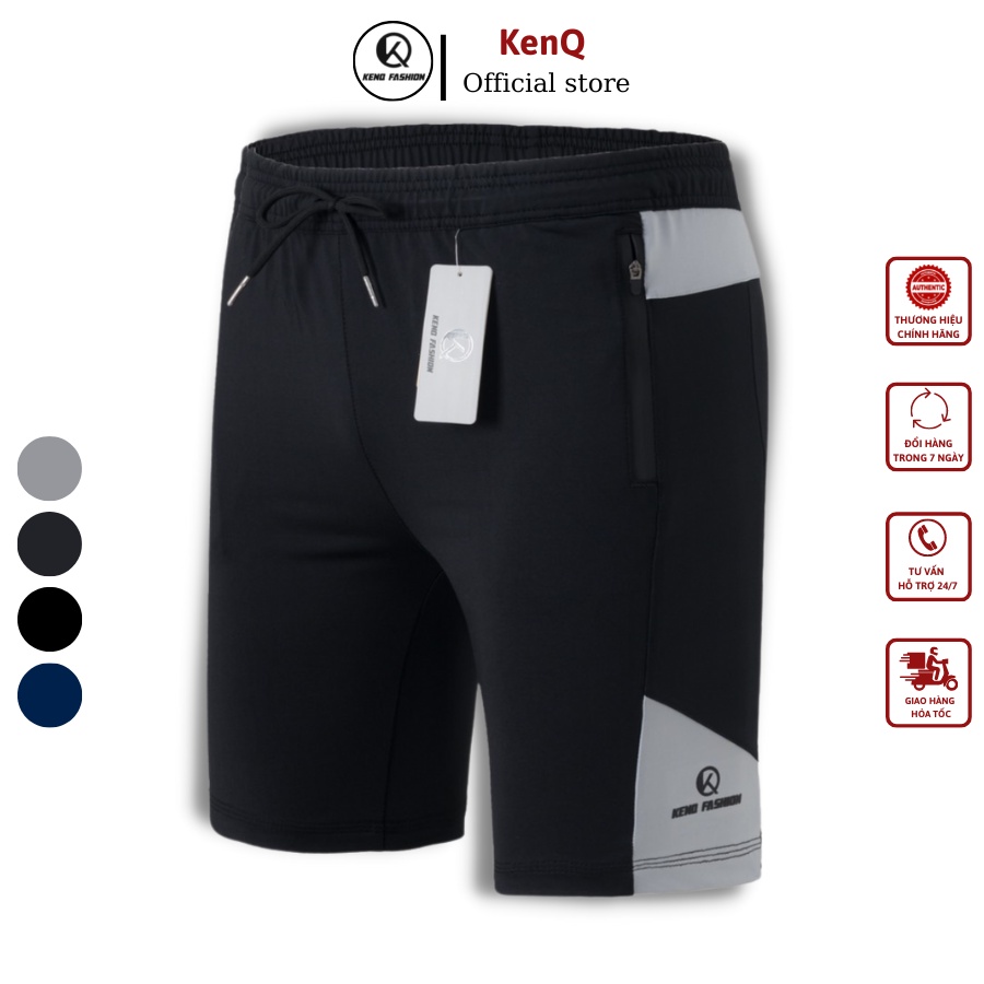 Quần đùi thể thao nam KenQ-06, quần short thể thao chất liệu thun poly mềm mịn, co dãn tốt, vận động thoải mái