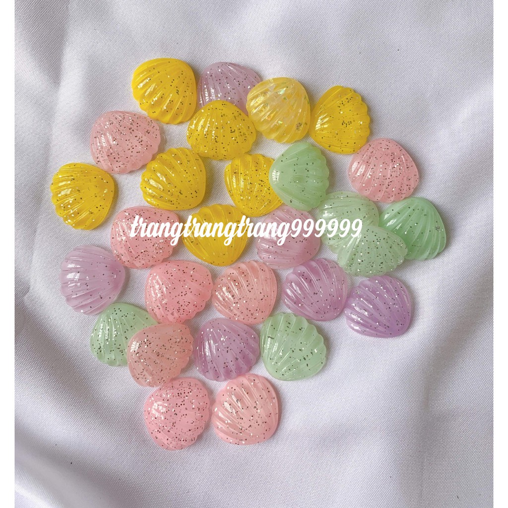 Charm vỏ sò ánh nhũ nguyên liệu slime , trang trí ốp điện thoại