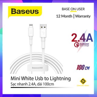 Cáp sạc Baseus Mini White 1m chân Micro - Type C - Lightning hỗ trợ sạc nhanh 2.4A chống đứt