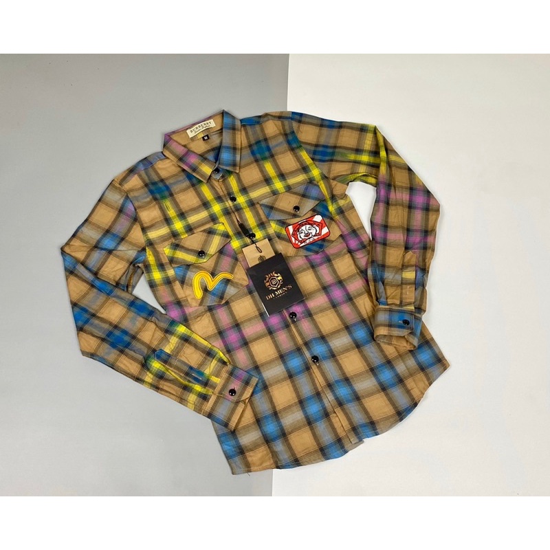 Áo Sơ Mi Kẻ Loang Thêu Hình EVISU Hàng Siêu Cấp | BigBuy360 - bigbuy360.vn
