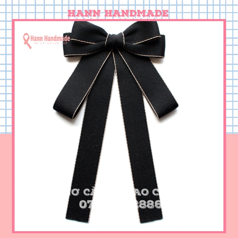 Nơ cài áo ️ 𝑭𝒓𝒆𝒆_𝒔𝒉𝒊𝒑  nơ cài áo nữ có đính đá, có 2 màu đen và xanh đen [HANN- Hoa cài áo, pk thời trang]