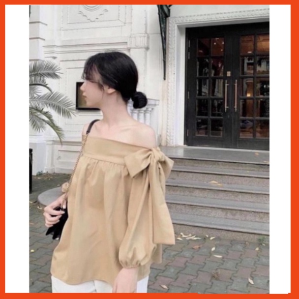 áo trễ vai nơ 3 màu , áo babydoll kiểu hót A290 hihishophaha | BigBuy360 - bigbuy360.vn