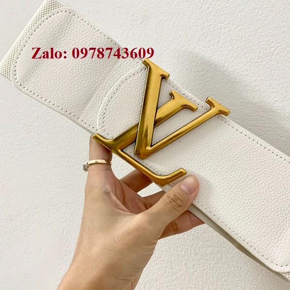 Đai váy trắng mặt đồng 7.5cm chất