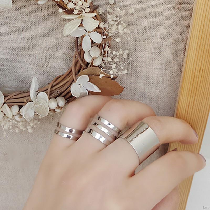 Set 3 nhẫn hợp kim kiểu dáng đơn giản cá tính cho nữ