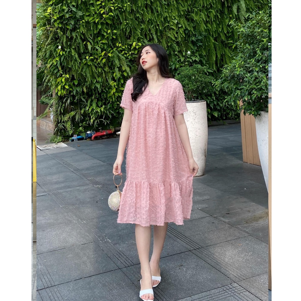 Đầm bầu ngắn tay M239 thời trang thiết kế Mom and baby
