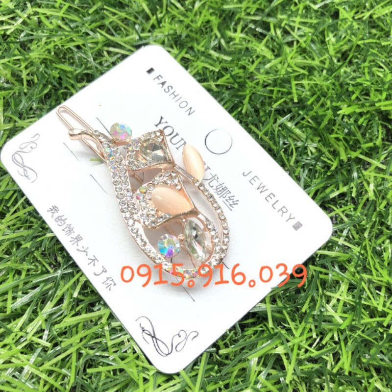 Kẹp Tóc Hoa Đính Cườm Màu, Kẹp Tóc Đính Đá Nhân Tạo Màu Hình Hoa